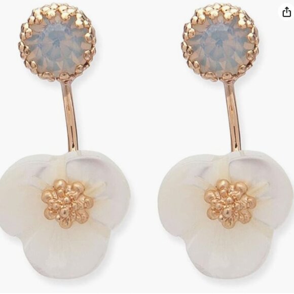 NWT - Lonna & Lilly Gold and White Flower Earrings - Picture 1 of 10